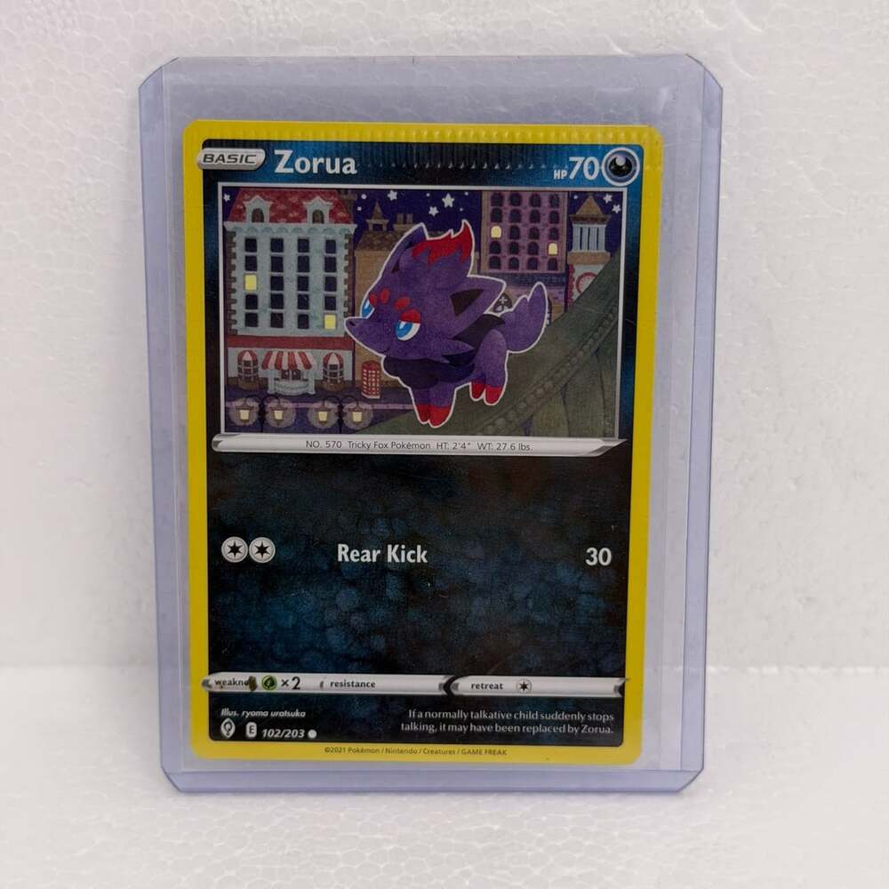 Pokemon -  Evolving Skies - Zorua 102/203 MISPRINT CRIMP